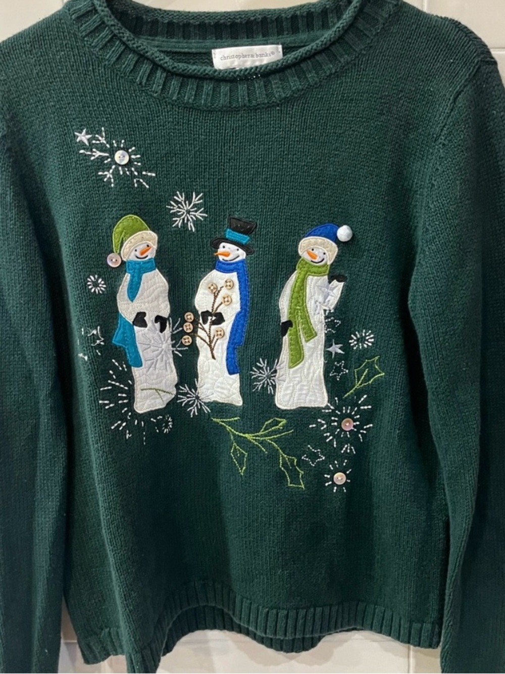 Christmas Holiday Sweater Christopher & Banks Sz Small Crew